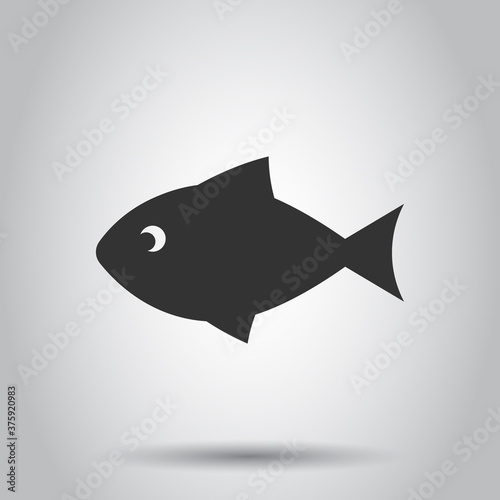 Fish icon in flat style. Seafood vector illustration on white isolated background. Sea animal business concept.