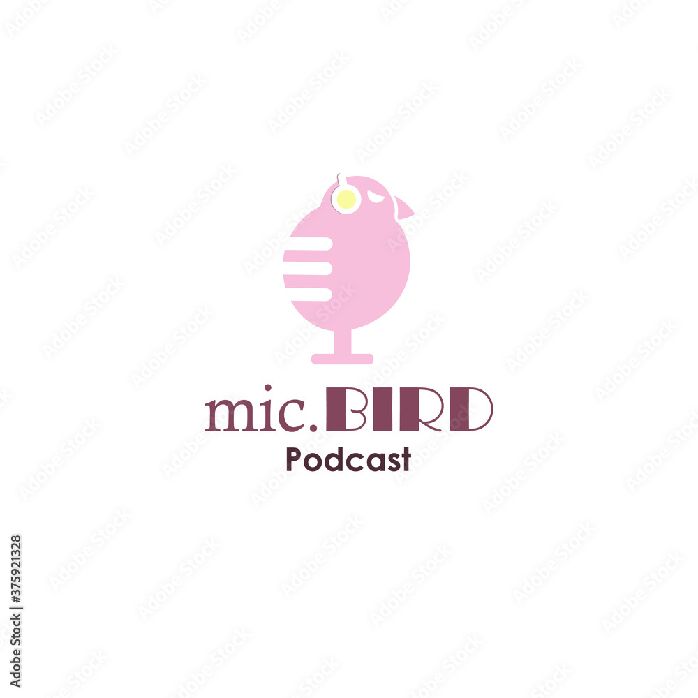 bird mascot on podcast logo design concept collection bird mascot on podcast logo design concept collection
