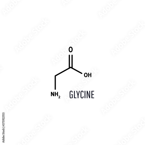 Glycine structural chemical formula on white background