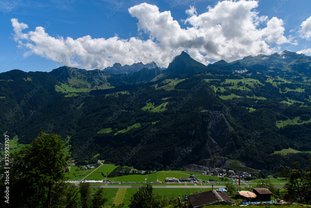 The landscape of Mollis airfield, Switzerland.