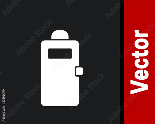 White Police assault shield icon isolated on black background. Vector.