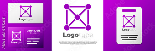 Logotype Blockchain technology icon isolated on white background. Cryptocurrency data. Abstract geometric block chain network technology business. Logo design template element. Vector.