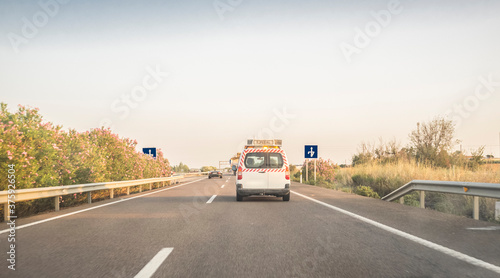 Pilot Car or Escort behind oversize load truck © WH_Pics