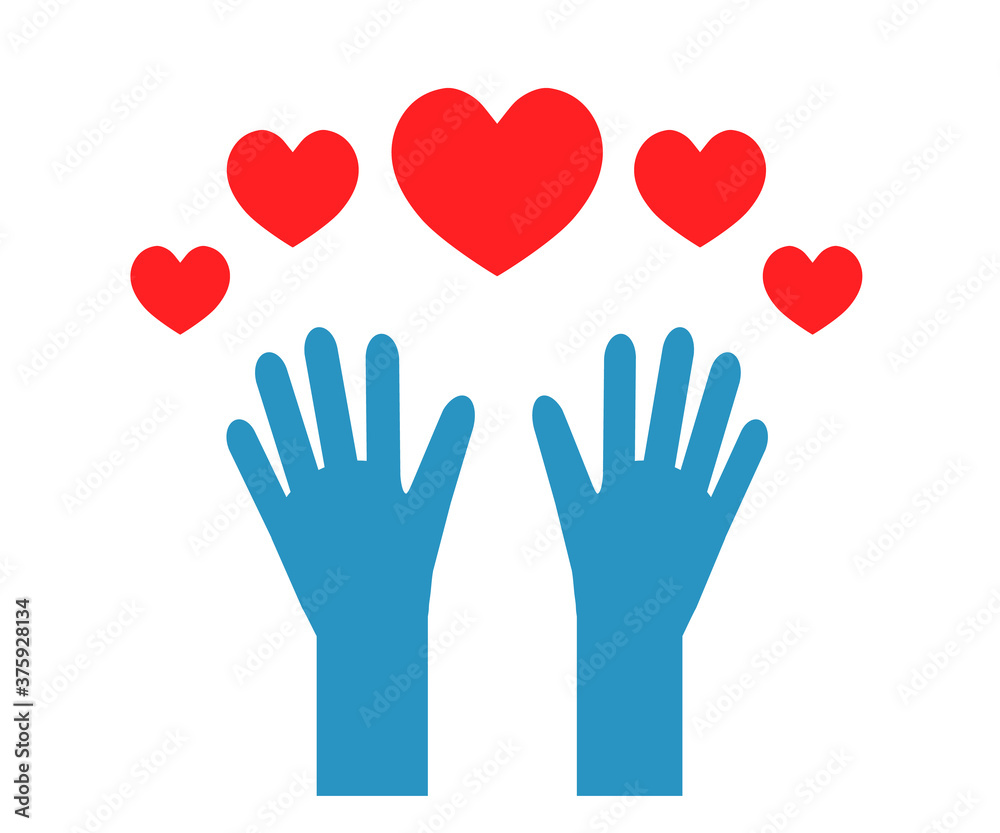 Medical gloves and heart on a white background. Symbol.Vector illustration. Medical gloves and heart on a white background. Symbol.Vector illustration.