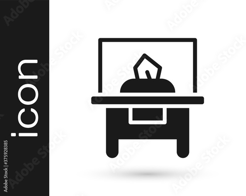 Black Glass showcase for exhibit icon isolated on white background. Vector.