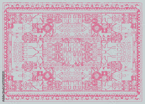 art vintage, traditional classical carpet, rug pattern design / distressed texture background /İkat, tie dye texture modern floor - Illustration. 