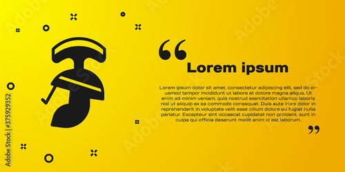 Black Roman army helmet icon isolated on yellow background. Vector.