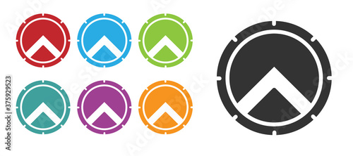 Black Greek shield with greek ornament icon isolated on white background. Set icons colorful. Vector.