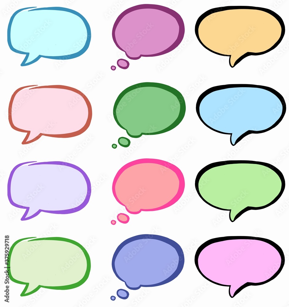 Huge cartoon speech bubble set. Vector illustration