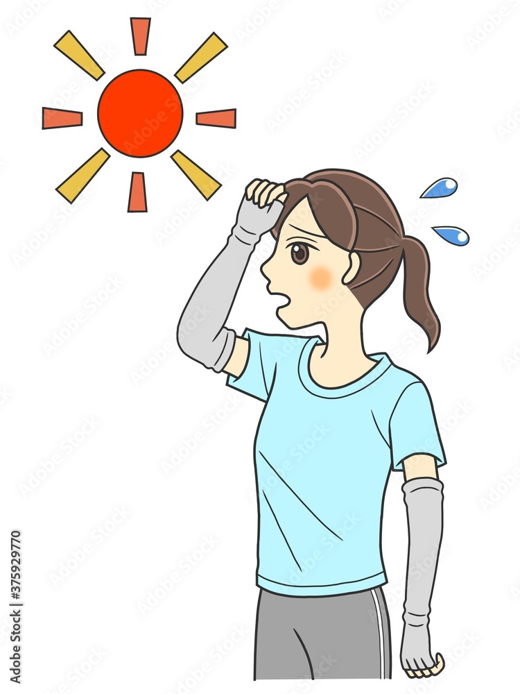 A young woman in a T-shirt suffering from summer heat A young woman in a T-shirt suffering from summer heat