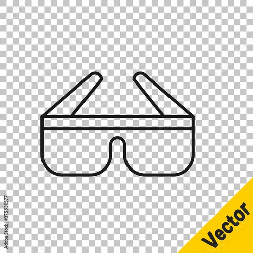 Black line 3D cinema glasses icon isolated on transparent background. Vector Illustration.