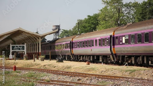 
Passenger Train at Chiangmai Railway Station, End of North routh railway of thailand.  photo