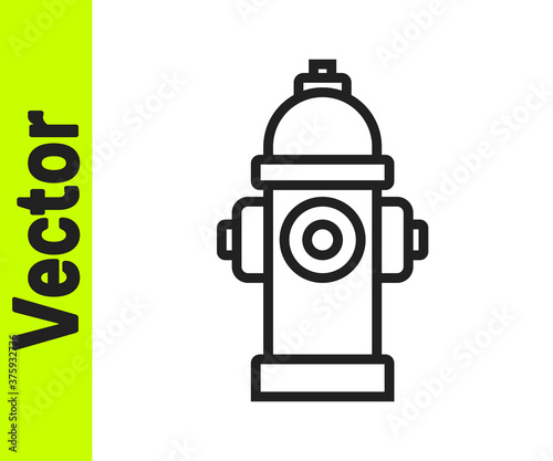 Black line Fire hydrant icon isolated on white background. Vector.