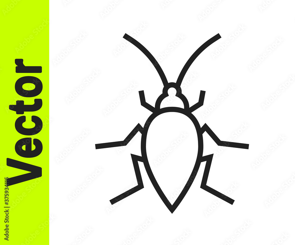 Black line Cockroach icon isolated on white background. Vector. Black line Cockroach icon isolated on white background. Vector.