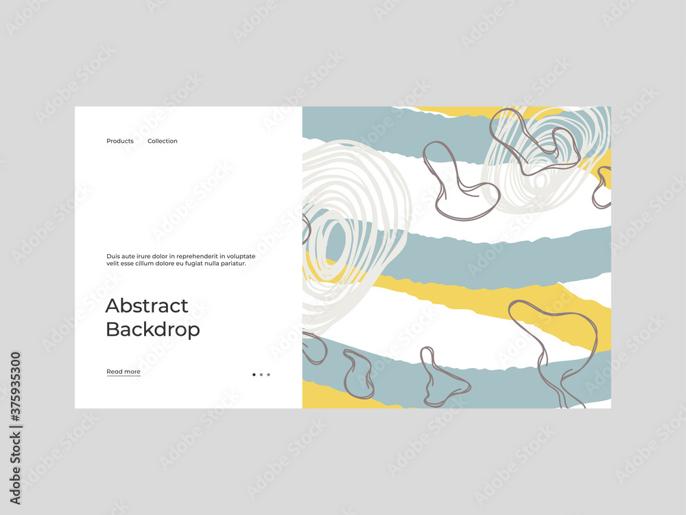 Abstract homepage illustration. Colorful lines, spots, dots and paint strokes. Decorative backdrop. Hand drawn texture, elements and shapes. Eps10 vector.	