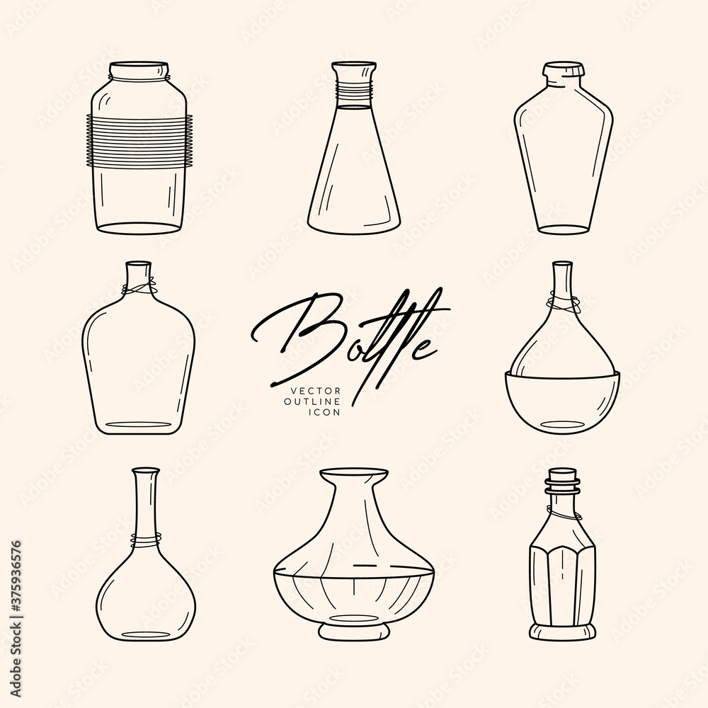 Minimal icon of vases for flowers. For decoration, a wedding, mothers day, or special occasion; includes vases, ribbons, cup and handheld arrangements