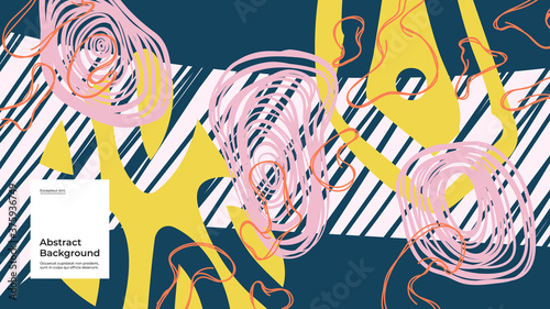 Wallpaper Mural Abstract background illustration. Colorful lines, spots, dots and paint strokes. Decorative wallpaper, backdrop. Hand drawn texture, decor elements and shapes. Eps10 vector. Torontodigital.ca