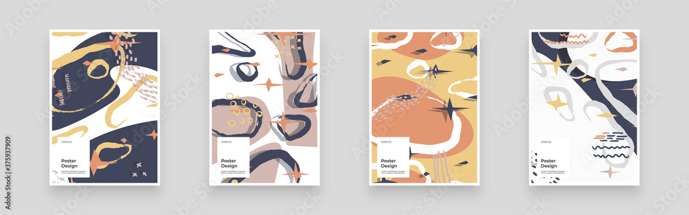 Abstract patterns for Placards, Posters, Flyers and Banner Designs. Colorful illustration. Lines, spots, shapes and scribbles. Decorative chaotic backdrop. Hand drawn texture, decor shapes.