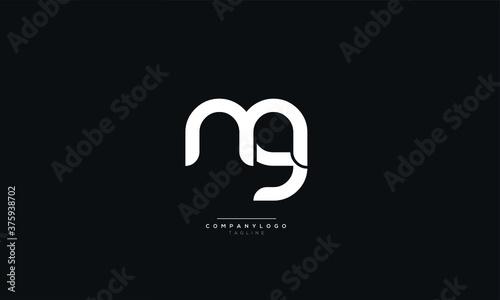 Small white mg Letter Business Logo Design Alphabet Icon Vector Symbol