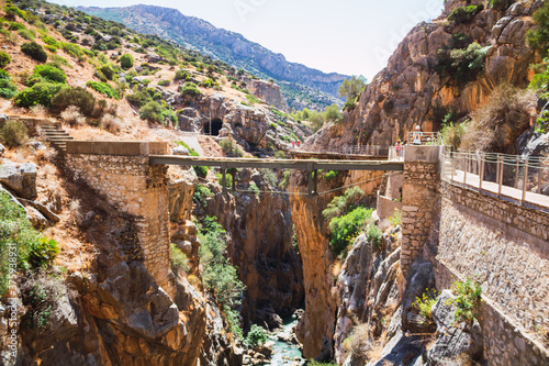 Old unreformed bridge that belongs to the old "Caminito del Rey" that crosses the mountains