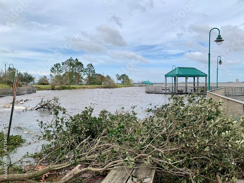 Veterans Memorial Park damage in Lake Charles, LA from Hurricane Laura