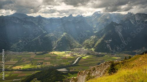View on Canton of Vaud and Alps from the Berneuse mountain, Switzerland 