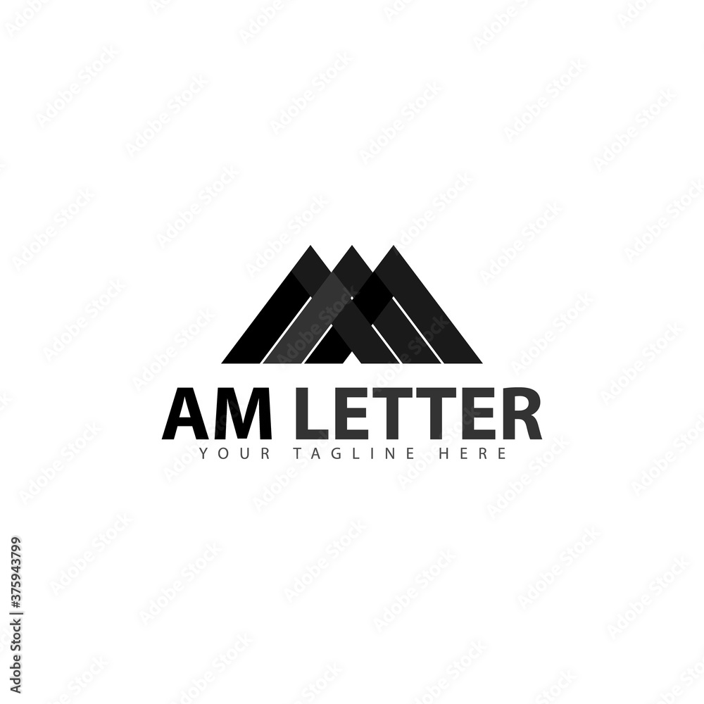AM letter and initial logo design template isolated on white background AM letter and initial logo design template isolated on white background