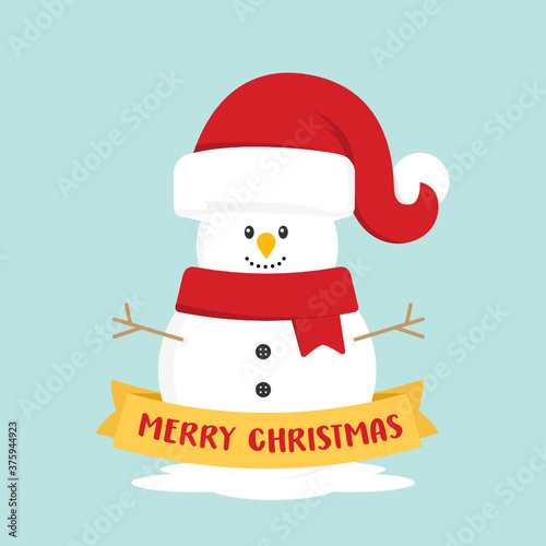 Snowman  Snowman Cartoon  Santa Hat  Cute  Christmas Character Vector Background