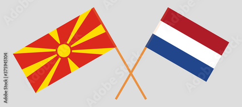 Crossed flags of North Macedonia and the Netherlands