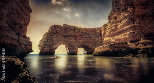 Algarve  portugal sunset in marinha beach