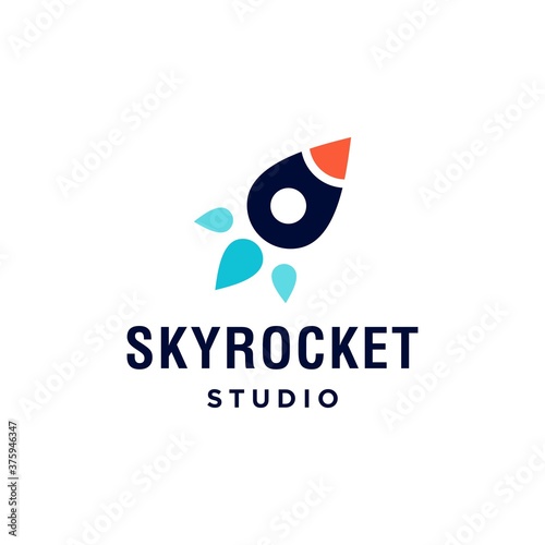 minimal rocket astronaut logo icon design in trendy simple modern style 