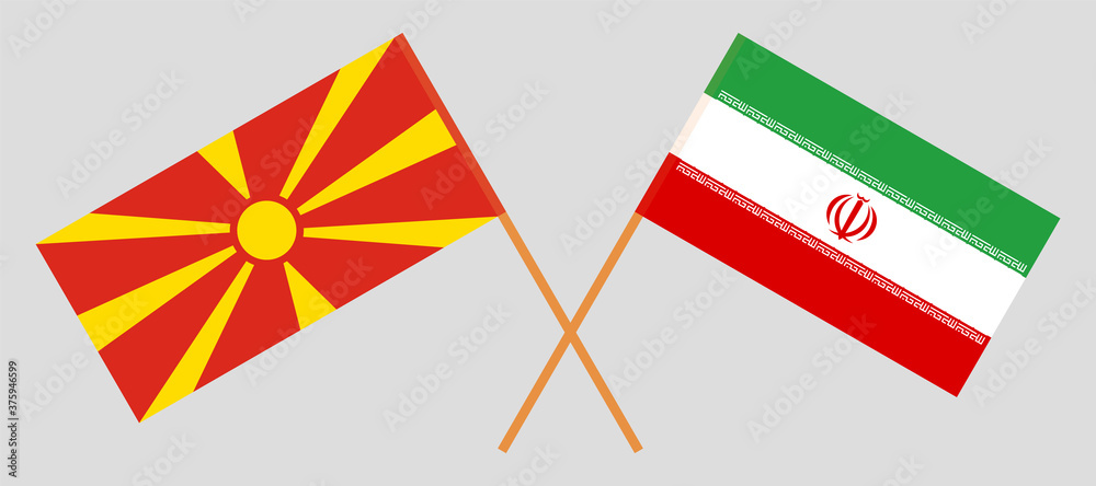Crossed flags of North Macedonia and Iran Crossed flags of North Macedonia and Iran