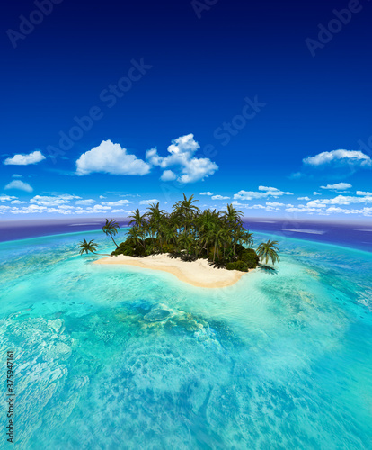 Fototapeta Naklejka Na Ścianę i Meble -  Huge Panorama View of Tropical Island