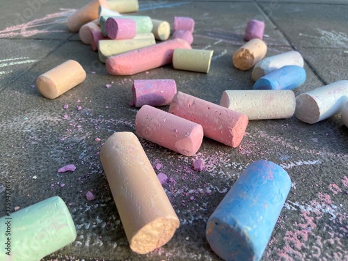 cylindrical crayons for drawing on asphalt