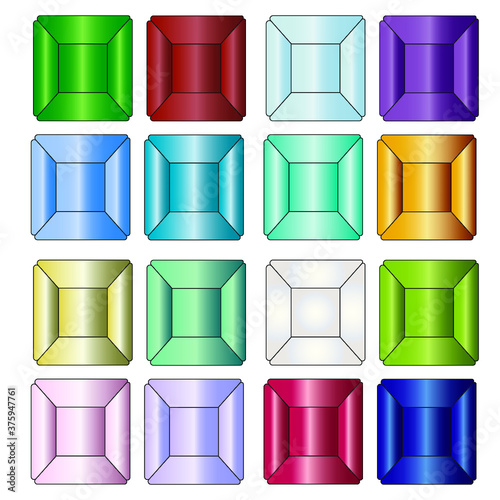 square gemstones of various colors. logo for computer games and mobile applications