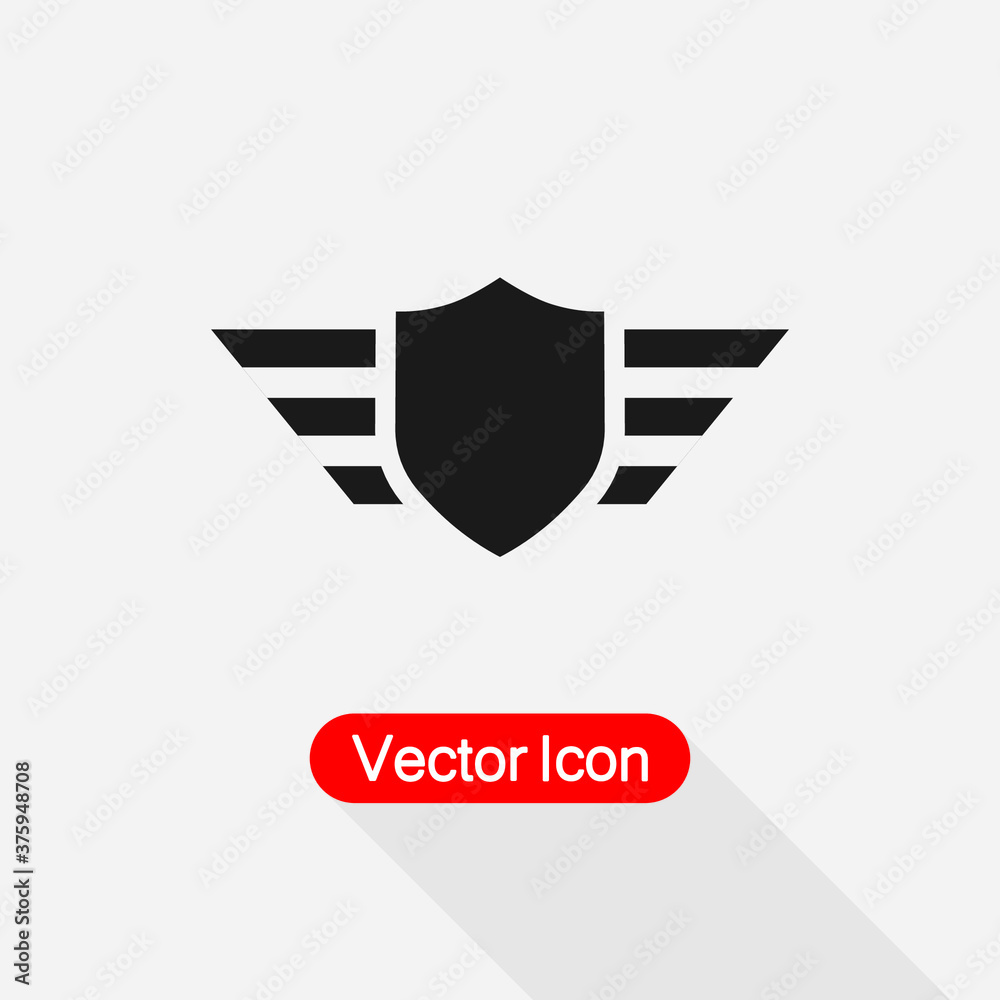 Badge Icon, Shield Wings Premium Icon Vector Illustration Eps10
