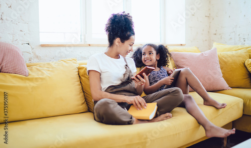 Mother and daughter talking with each other