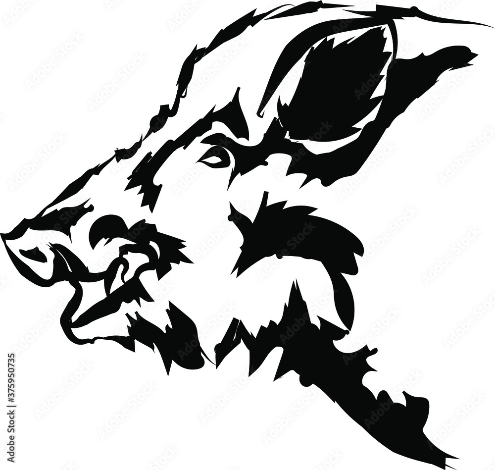 Obraz premium Wild Boar vector silhouette portrait illustration