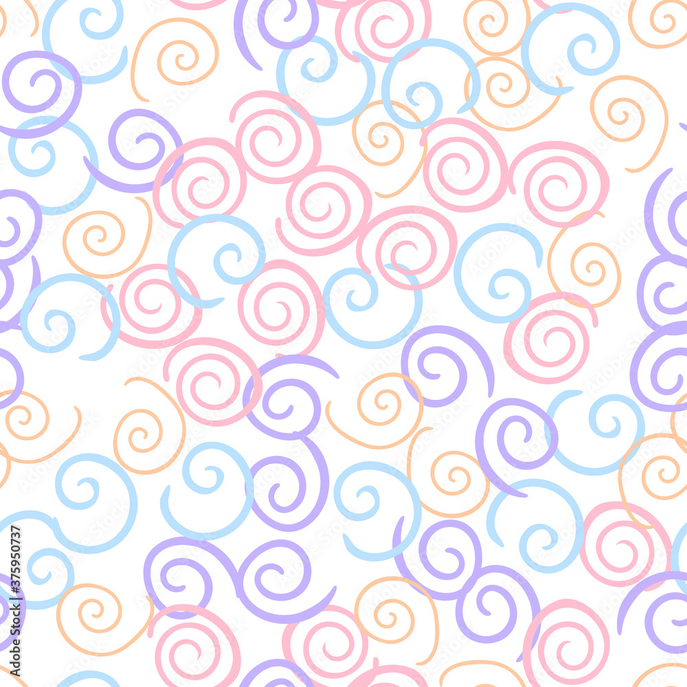 Seamless pattern of cute cartoon abstract elements, doodle vector drawing