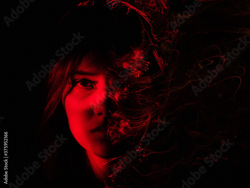 lightpainting portrait, new art direction, long exposure photo without photoshop, light drawing at long exposure	
