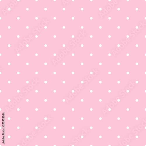 Seamless vector polka dot pattern. White little dots on pink background. Backdrop in lol doll style. Trendy background for decoration girl party