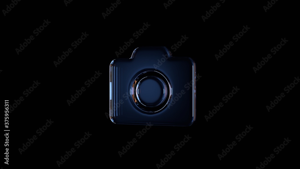 3d rendering glass symbol of camera isolated on black with reflection 3d rendering glass symbol of camera isolated on black with reflection