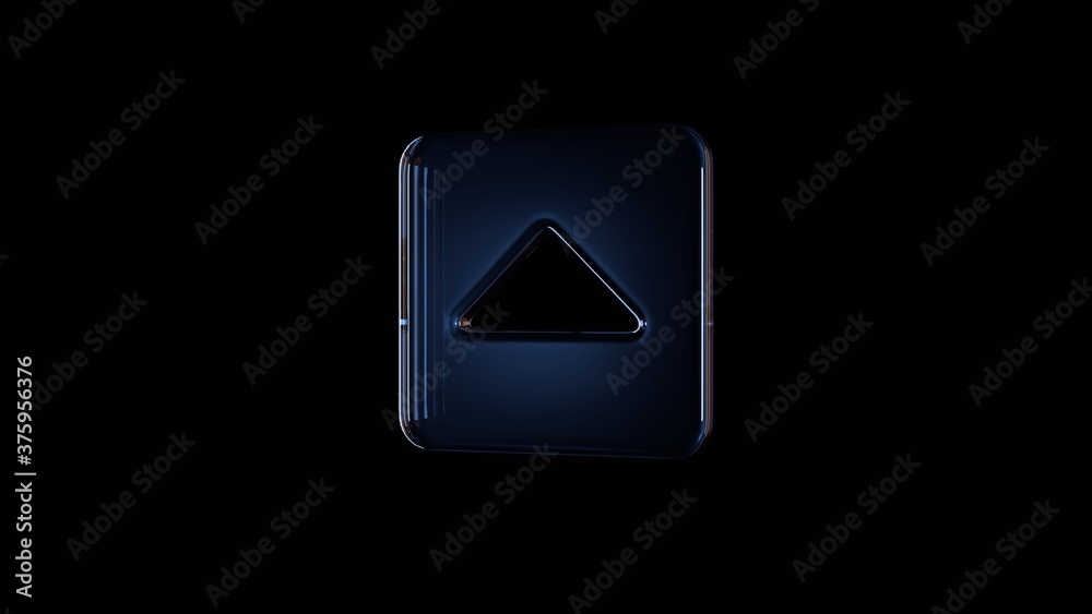 3d rendering glass symbol of caret square up isolated on black with reflection 3d rendering glass symbol of caret square up isolated on black with reflection