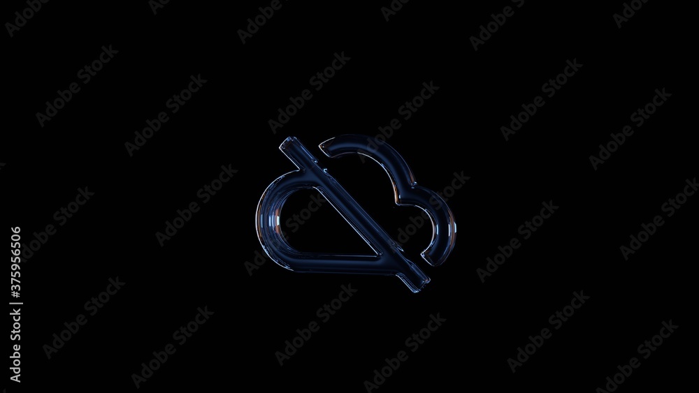 3d rendering glass symbol of disable cloud isolated on black with reflection 3d rendering glass symbol of disable cloud isolated on black with reflection