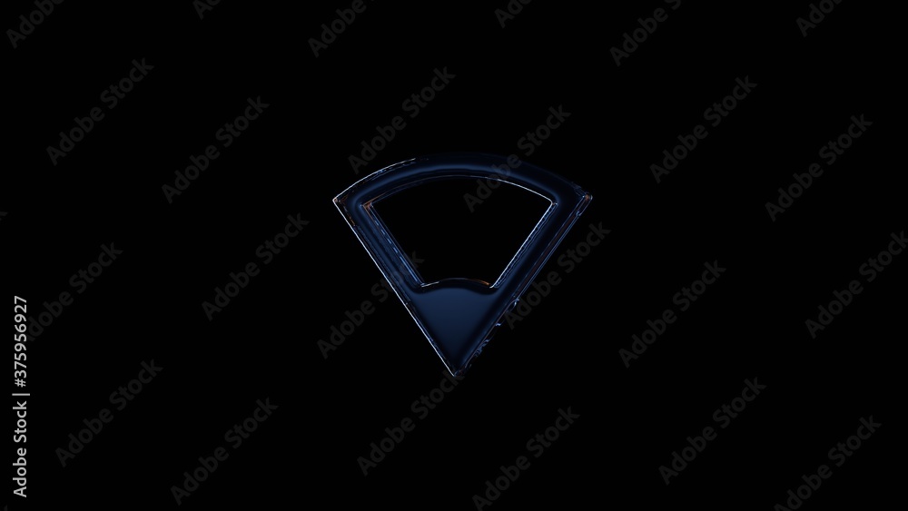 3d rendering glass symbol of connection  isolated on black with reflection