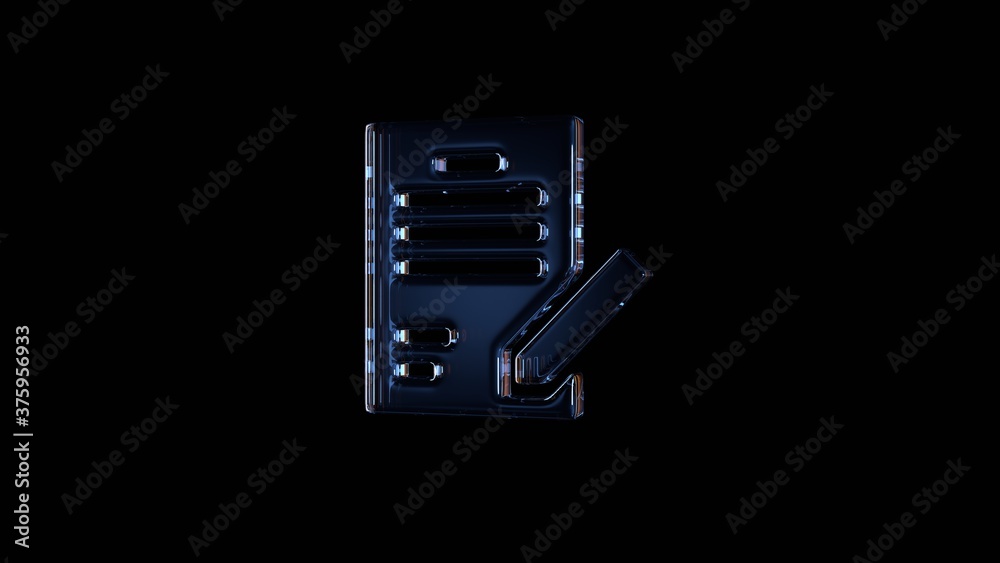 3d rendering glass symbol of contract isolated on black with reflection 3d rendering glass symbol of contract isolated on black with reflection