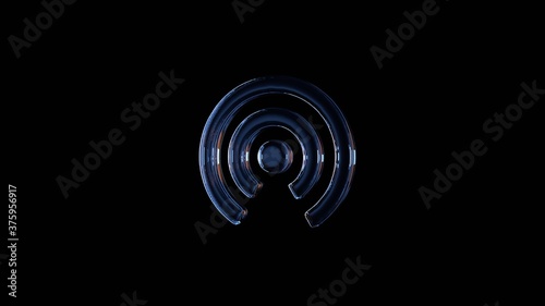 3d rendering glass symbol of connection isolated on black with reflection