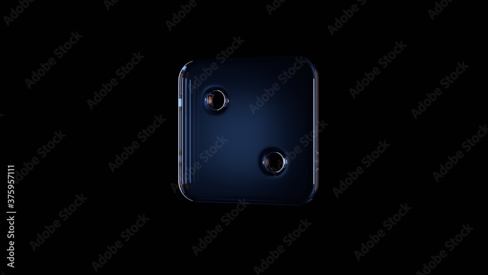 3d rendering glass symbol of dice two isolated on black with reflection 3d rendering glass symbol of dice two isolated on black with reflection