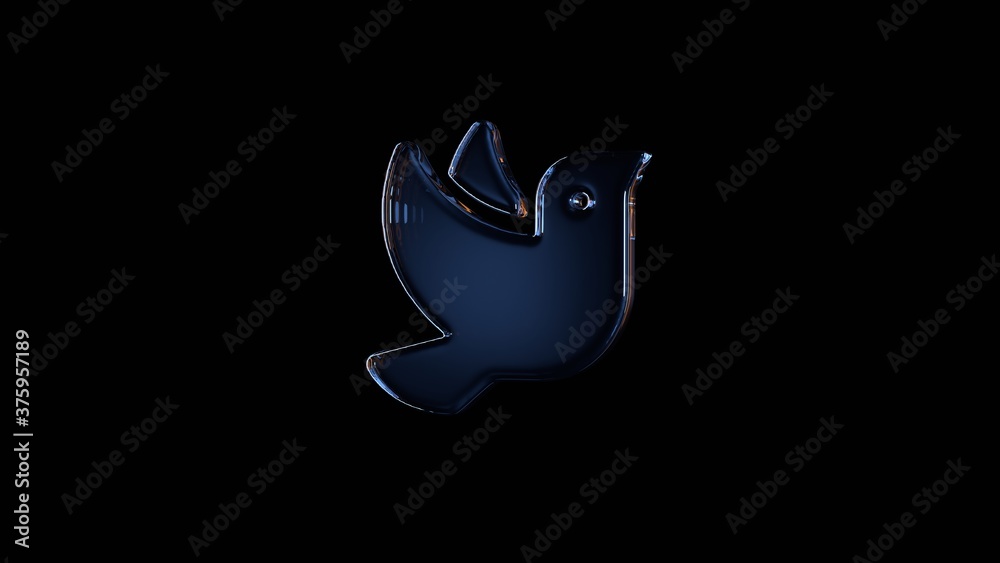 3d rendering glass symbol of dove isolated on black with reflection 3d rendering glass symbol of dove isolated on black with reflection