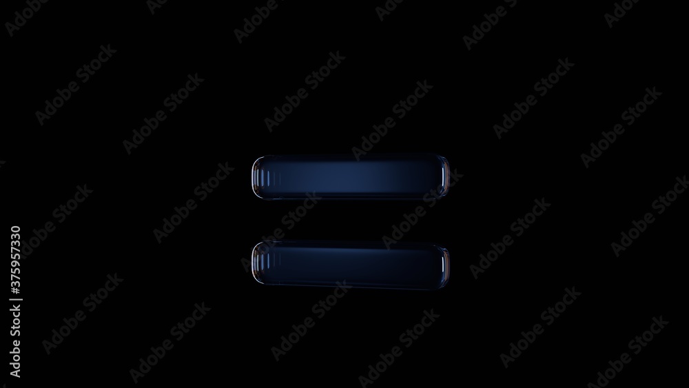 3d rendering glass symbol of equals isolated on black with reflection 3d rendering glass symbol of equals isolated on black with reflection